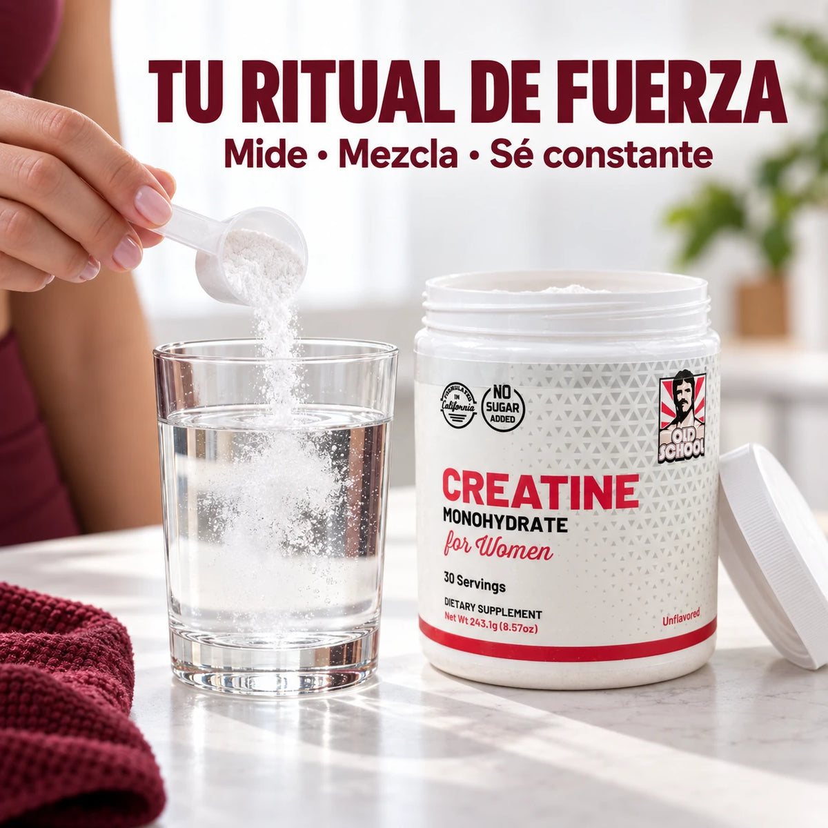 Preparación diaria de la creatina sin sabor