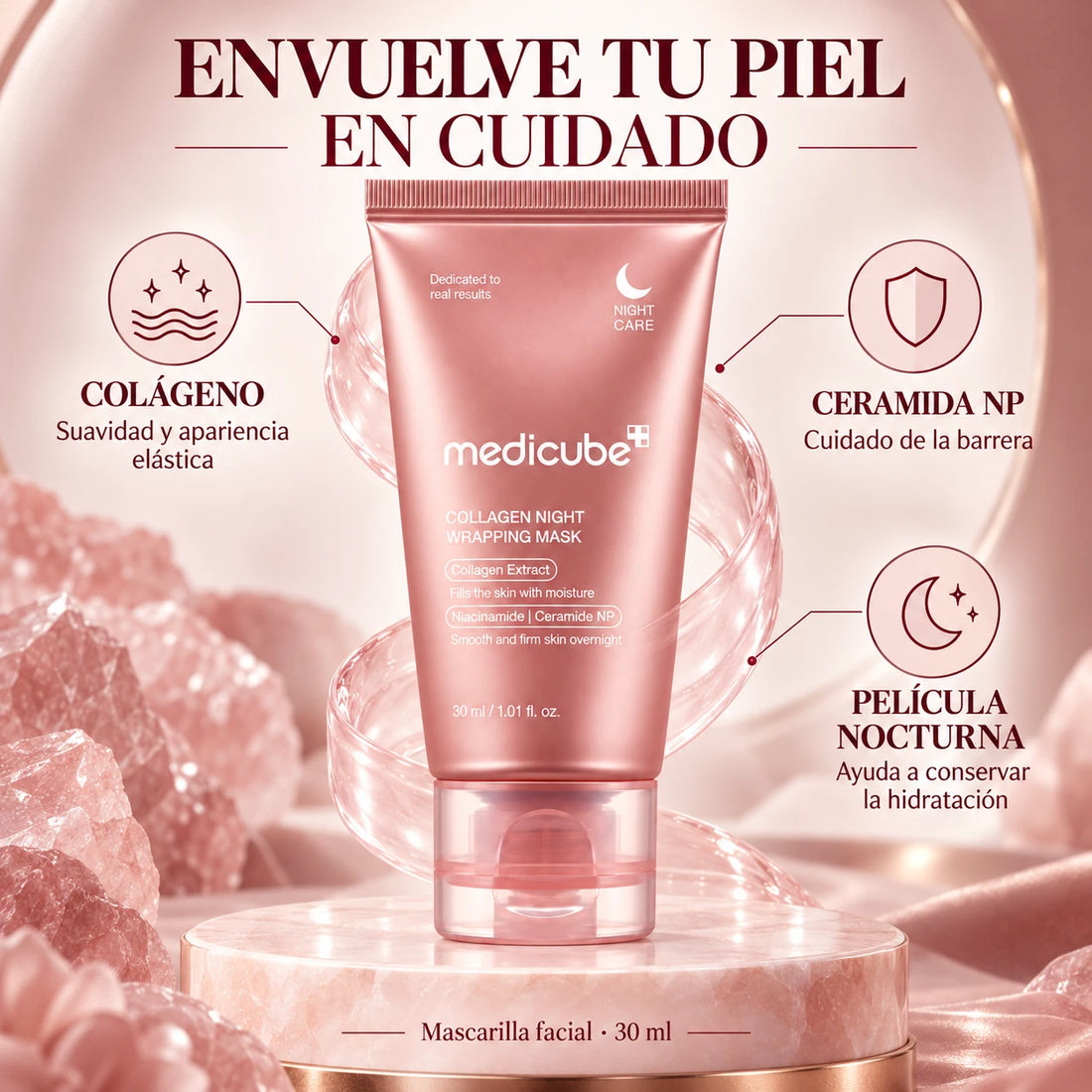 Medicube Collagen Night Wrapping Mask — 30 ml — Ingredientes y beneficios del producto