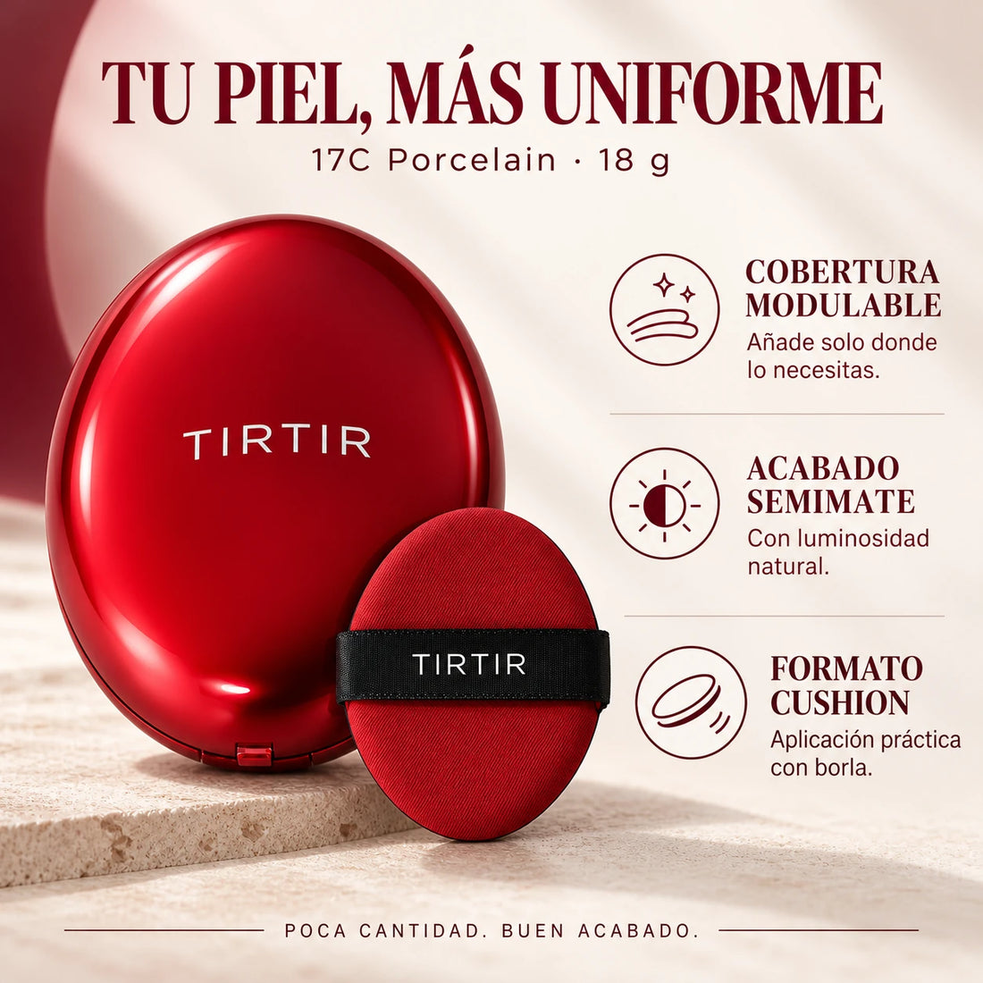 TIRTIR Mask Fit Red Cushion — 17C Porcelain · 18 g — Ingredientes y beneficios del producto