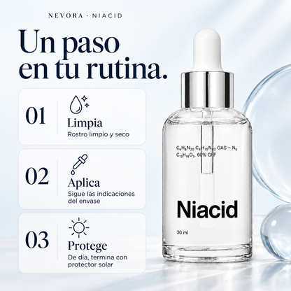 Niacid: limpiar, aplicar según el envase y proteger del sol