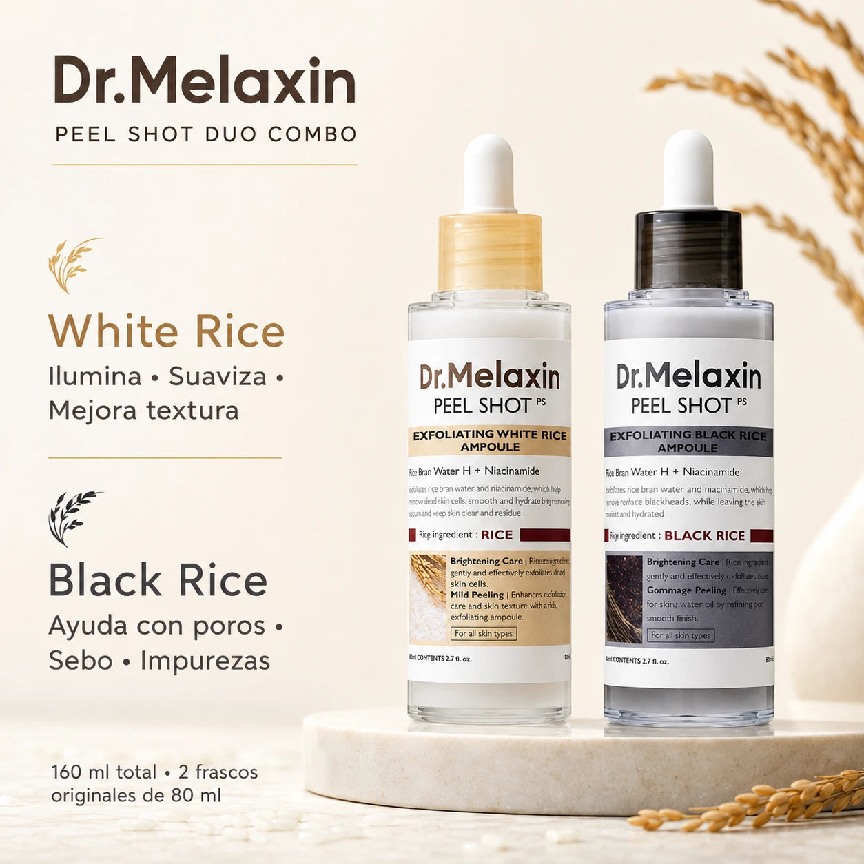 Dr.Melaxin Peel Shot Duo – White + Black Rice