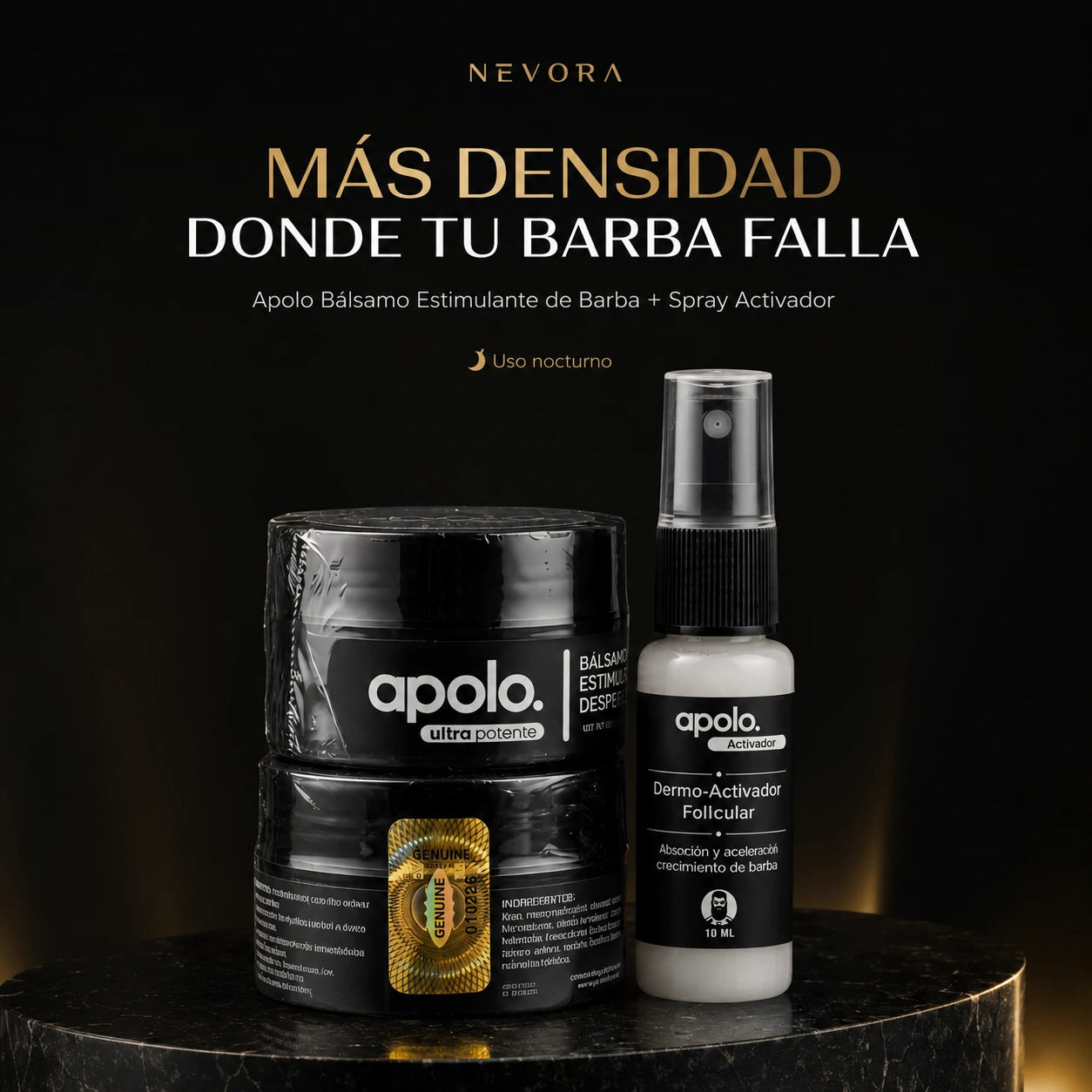 Apolo Ultra Potente – Bálsamo Estimulante de Barba + Spray Activador