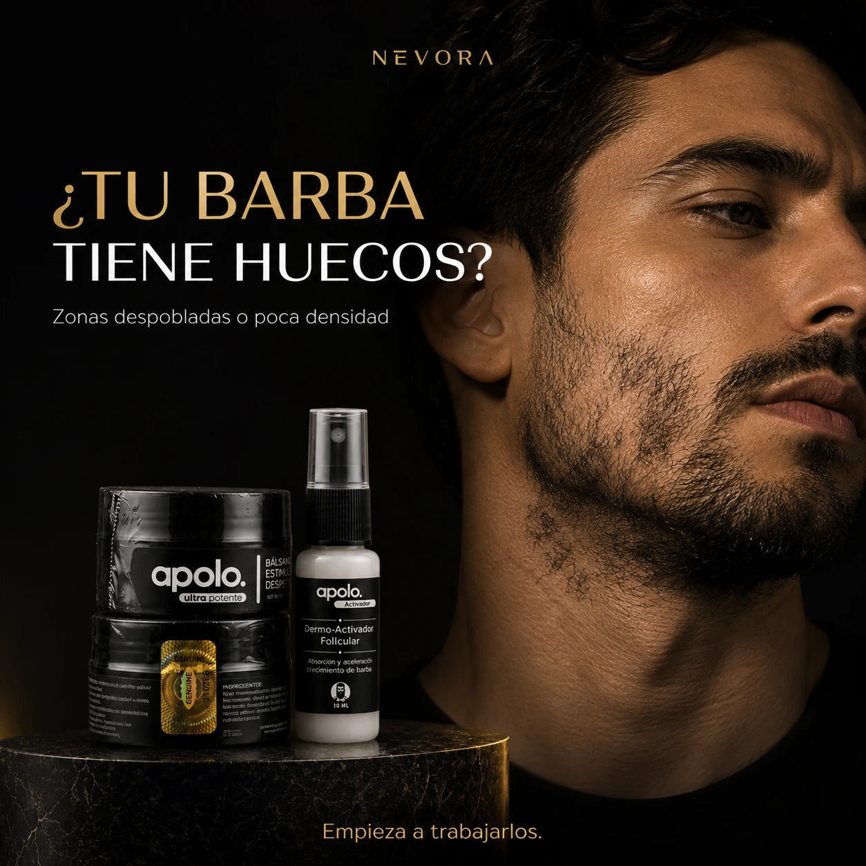 Apolo Ultra Potente – Bálsamo Estimulante de Barba + Spray Activador