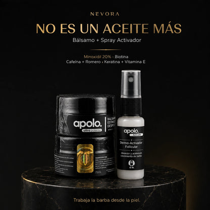 Apolo Ultra Potente – Bálsamo Estimulante de Barba + Spray Activador