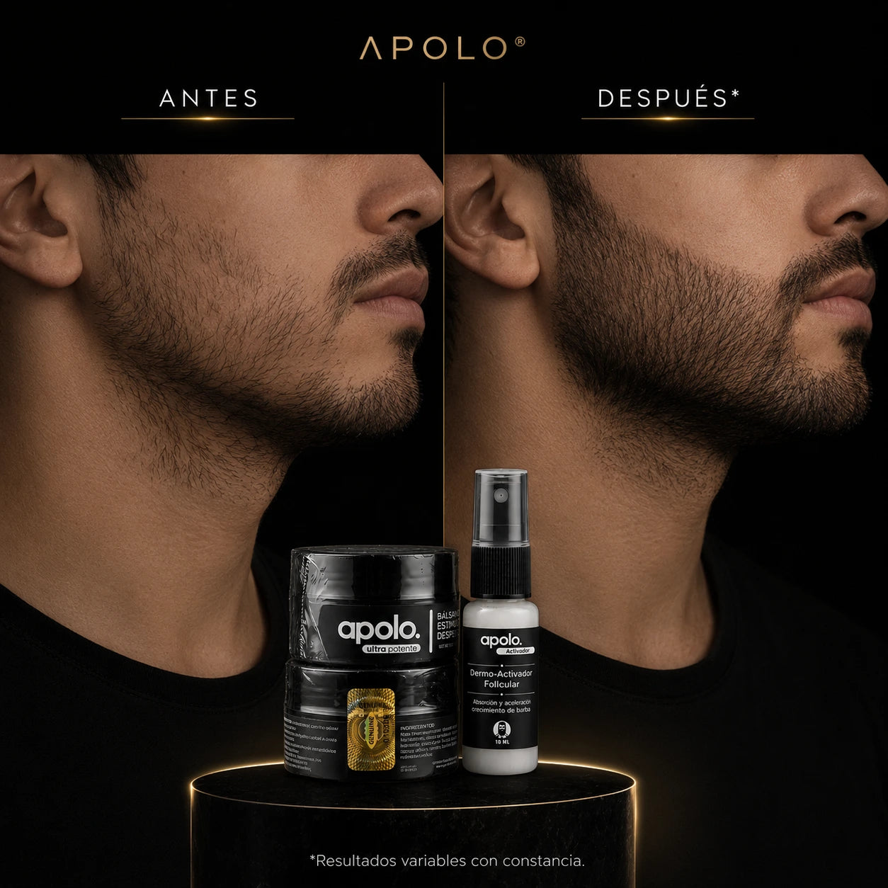 Apolo Ultra Potente – Bálsamo Estimulante de Barba + Spray Activador