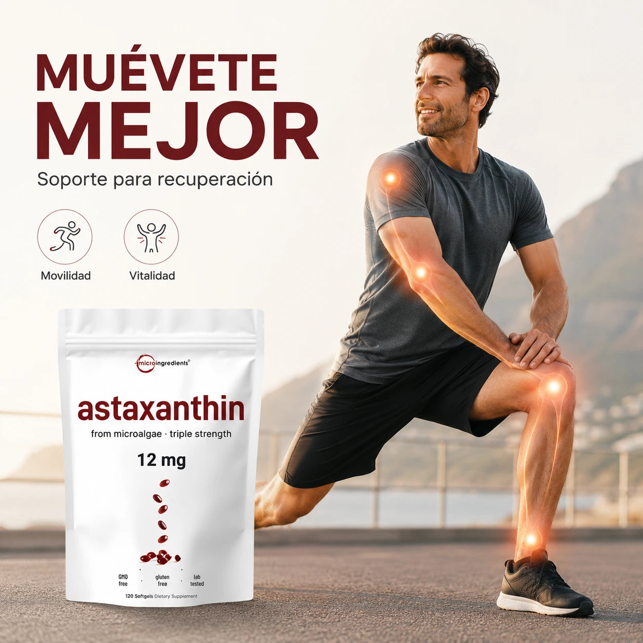 Astaxantina 12 mg: Antioxidante Premium desde Microalgas