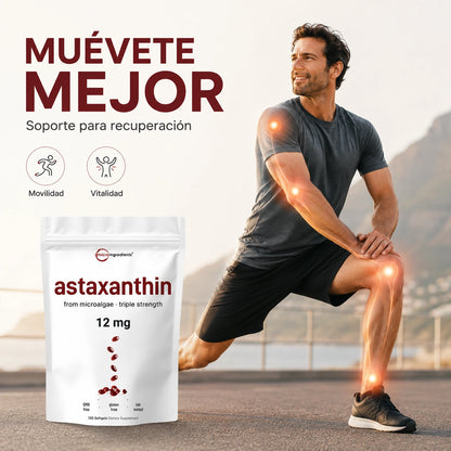 Astaxantina 12 mg: Antioxidante Premium desde Microalgas