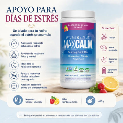 MaxCalm — Magnesio Relajante en Polvo · Citrato + Glicinato