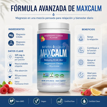 MaxCalm — Magnesio Relajante en Polvo · Citrato + Glicinato