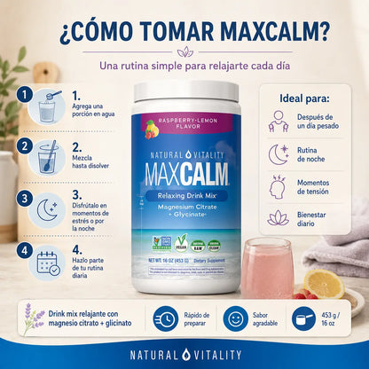 MaxCalm — Magnesio Relajante en Polvo · Citrato + Glicinato