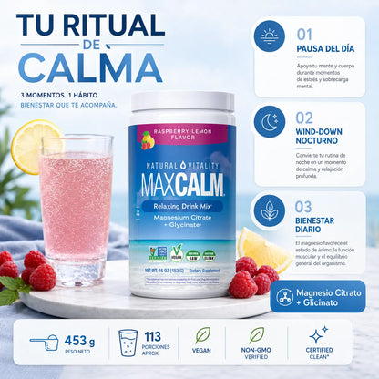 MaxCalm — Magnesio Relajante en Polvo · Citrato + Glicinato