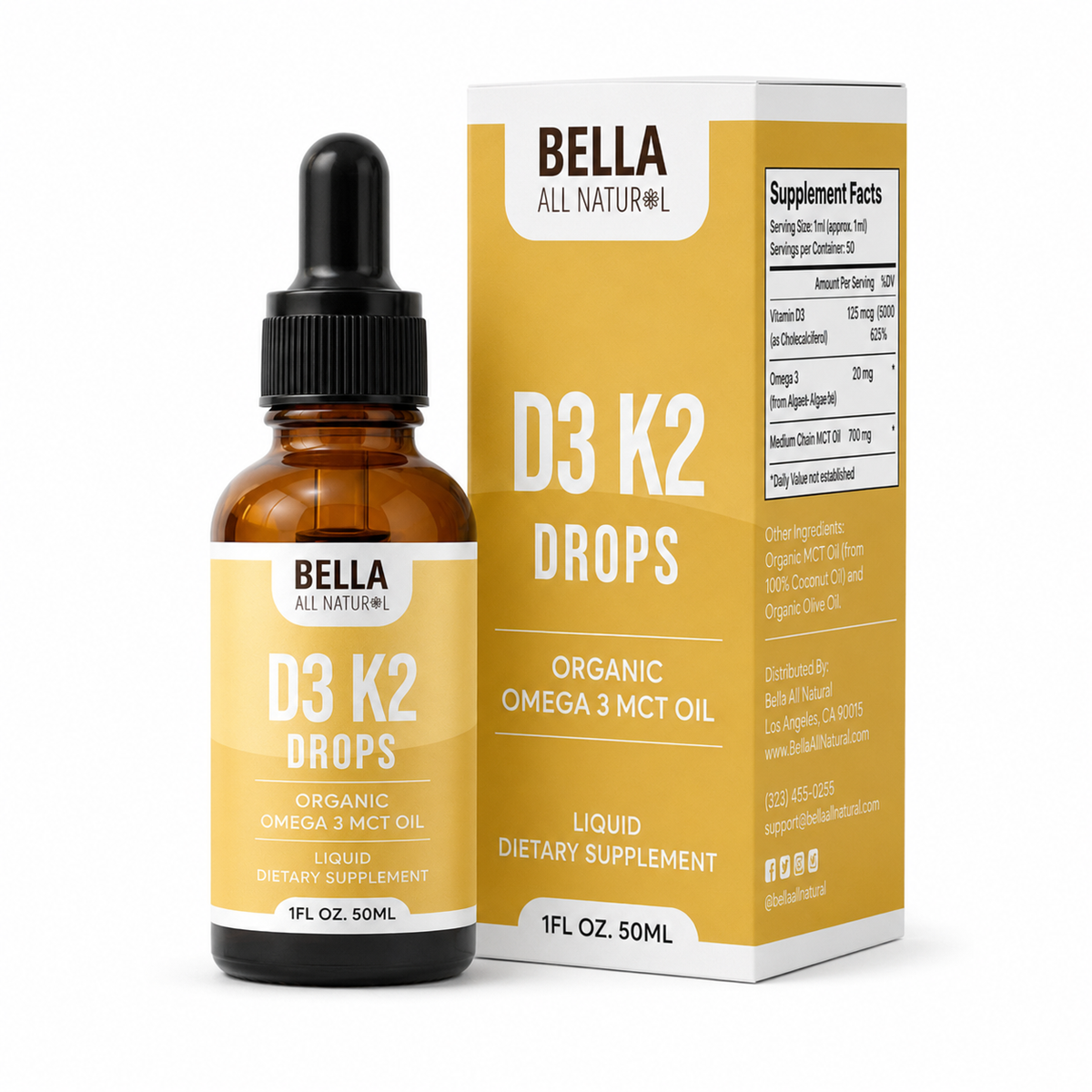 Bella All Natural D3 K2 Drops Organic