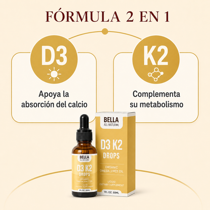 Bella All Natural D3 + K2 Drops – 50 mL.