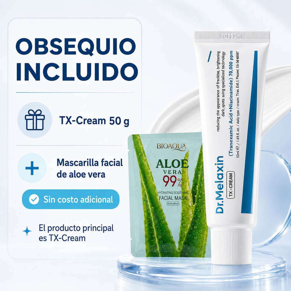Dr. Melaxin TX-Cream con mascarilla facial de aloe vera de regalo
