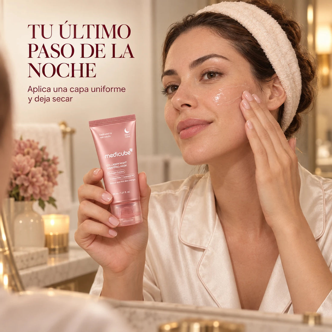 Medicube Collagen Night Wrapping Mask — 30 ml — Aplicación del producto en la rutina