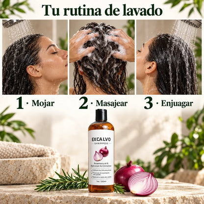 EXCALVO Shampoo de Romero, Cebolla y Canela — 200 ml
