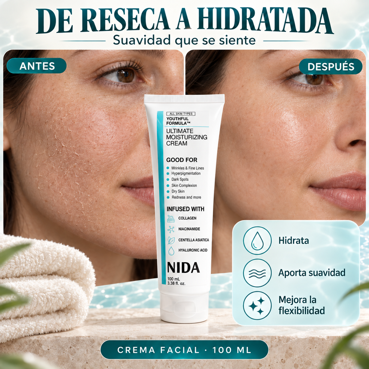 NIDA Youthful · Crema hidratante 100 ml + obsequio