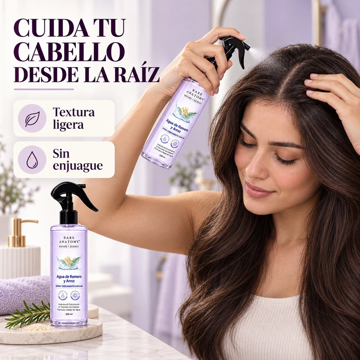 Bare Anatomy Romero + Arroz — Spray capilar 200 ml