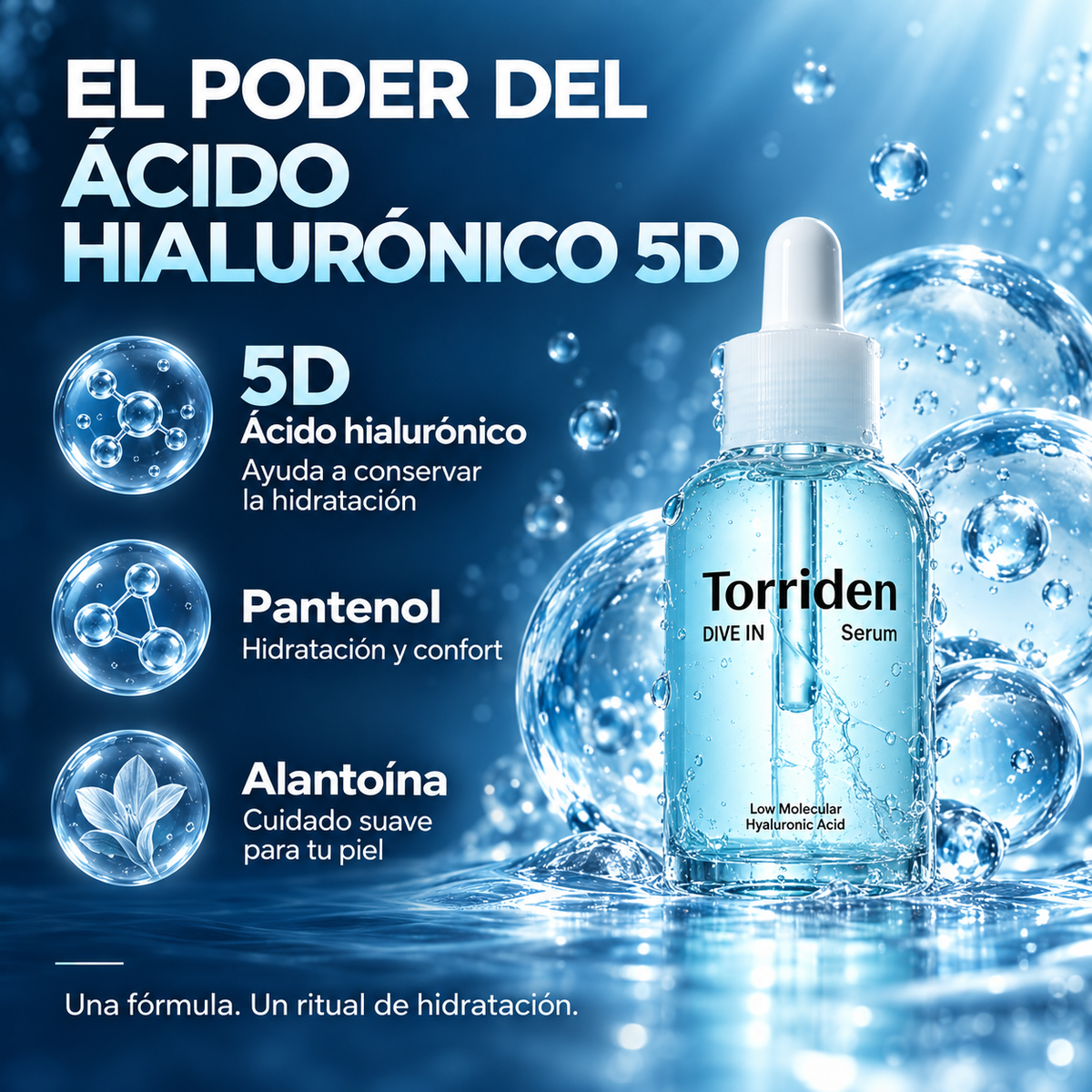 Fórmula con ácido hialurónico 5D, pantenol y alantoína